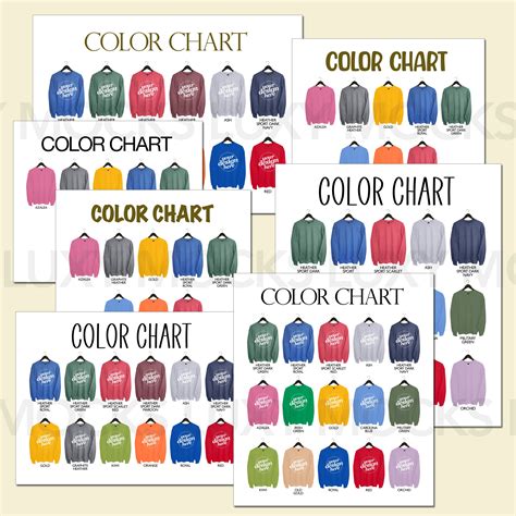 Editable Color Chart Gildan 18000 G180 Unisex Hanger Style Etsy