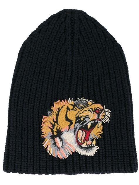Gucci Tiger Patch Beanie Hat In Blue For Men Lyst