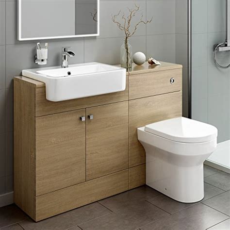 Freshen up with buy now, pay later bathroom furniture! 1160mm Luxury Oak Wood Toilet + Sink Vanity Unit Bathroom ...