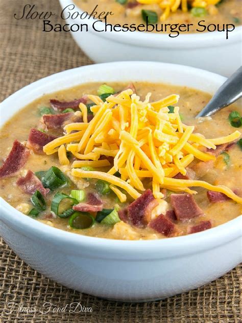 Crumble bacon and stir into meat mixture, heat thru, about 2 hours on low. Slow Cooker Bacon Cheeseburger Soup | Fitness Food Diva
