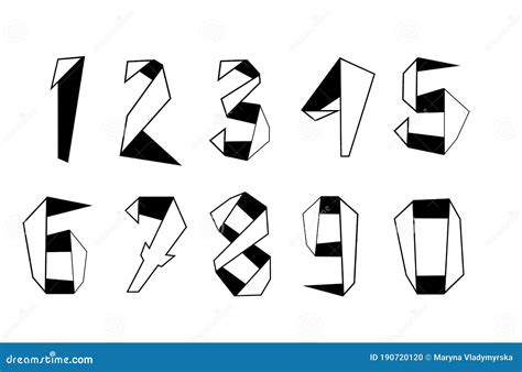 Origami Numbers Set Elements For Your Design Stock Vector