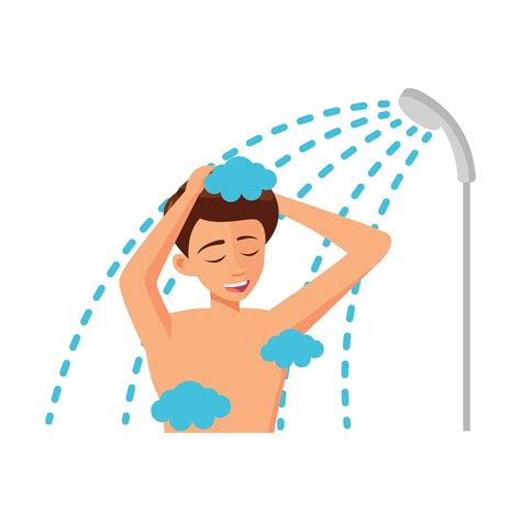 Flat Design Of Cartoon Character Of Man Take A Shower 5273847 Vector