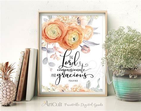 Printable Artwork Scripture Bible Verse The LORD Is Compassionate And