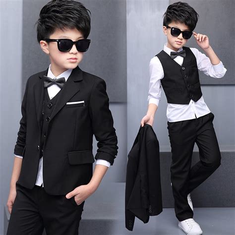 2017 Boys Suit Childrens Black Dress Formal Dress Small Boy