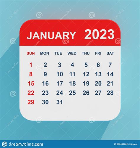 Flat Icon Calendar January 2023 3d Rendering Stock Illustration