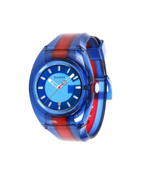 Gucci Sync Transparent Rubber Strap Watch 46mm In Blue
