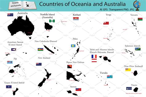 Countries Of Oceania And Australia Custom Designed Illustrations
