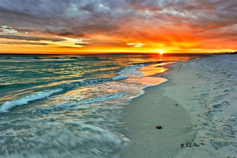 Red Orange Beach Sunset Photograph By Eszra Tanner