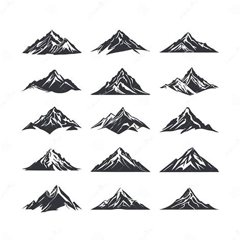 Mountain Silhouettes Collection Set Stock Vector Illustration Of