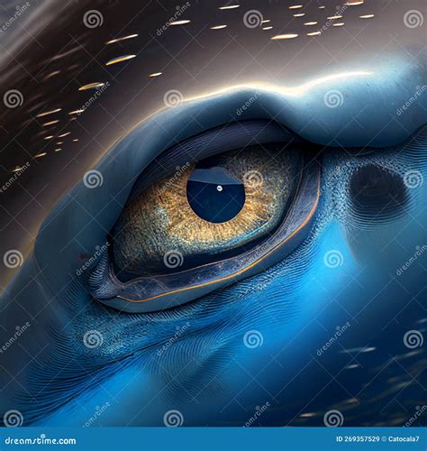 Eye Of Dolphin Framed By Blue Scales Close Up Eye Of A Animal Macro