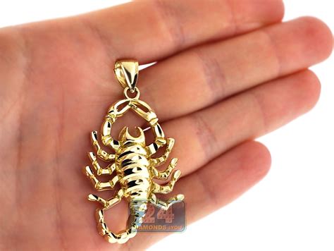 A heart shaped pendant at myntra can be the perfect gift for your lady love. Solid 10K Yellow Gold Diamond Cut Scorpion Mens Pendant