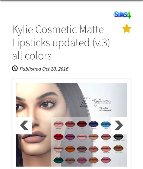 Kylie Cosmetic Lip Kit Sims Resource Sims 4 All The Colors