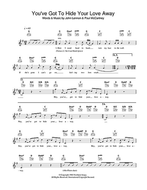 Youve Got To Hide Your Love Away Chords By The Beatles Melody Line