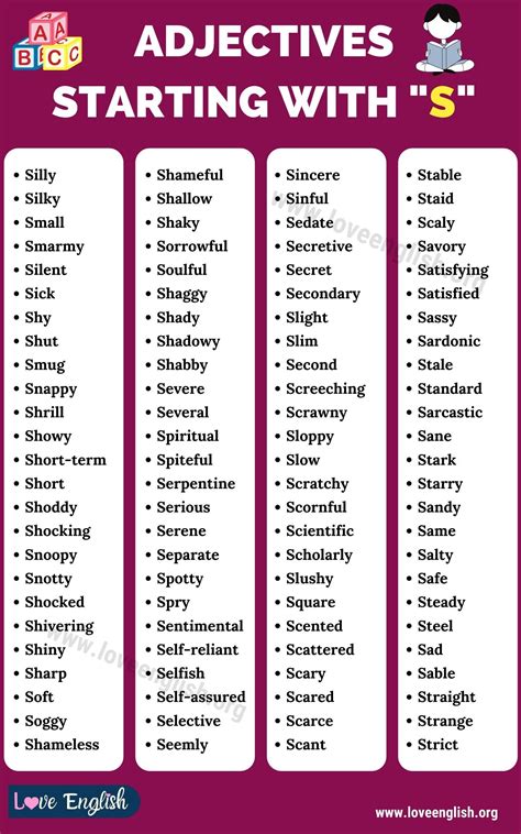 Browse our scrabble word finder, words with friends cheat dictionary, and wordhub word solver to find words starting with s. Adjectives that Start with S: List of 100 Adjectives ...