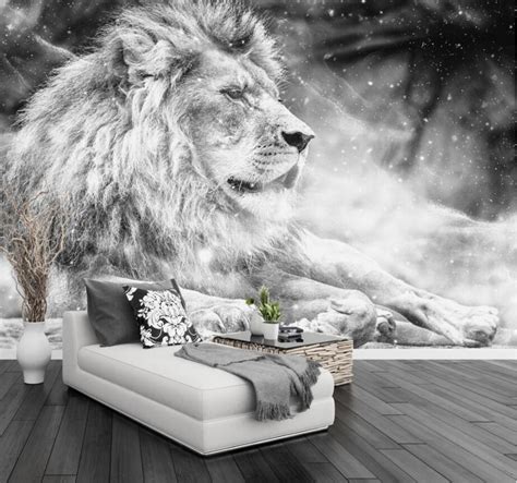 Custom Wallpaper Mural Black White Wind Lion King Tv Backdrop Modern