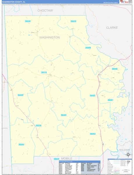 Washington County Al Zip Code Maps Basic