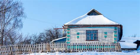 Old Village Houses In Winter On A Sunny Day Stock Photo Image Of