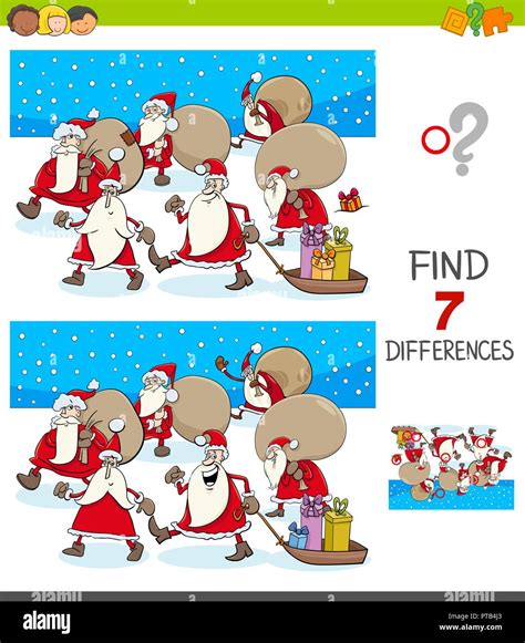Cartoon Illustration Of Finding Seven Differences Between Pictures