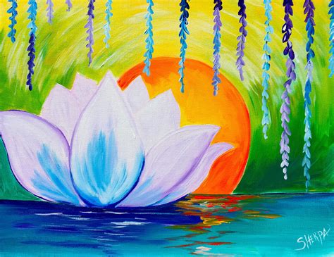 Lotus Flower Dawn Zen Acrylic Painting Easy Canvas Ideas For The Art