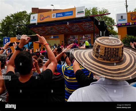 Crowd Attending The Award Ceremony After The First Stage Of The Tour Colombia 2019 In Medellin A