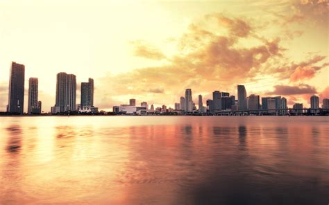 City Urban Skyline Building River Miami Wallpapers Hd
