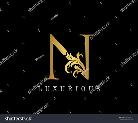 Golden N Luxury Logo Icon Vintage Stock Vector Royalty Free