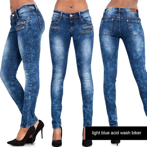 New Ladies Sexy Low Rise Faded Blue Skinny Jeans Slim Fit Stretch Pant Size 6 14 Ebay