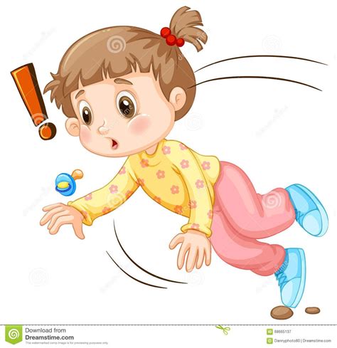 Little Girl Falling Down Stock Vector Illustration Of Digital