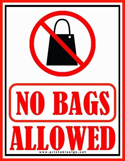 No Bags Allowed Sign Free Download