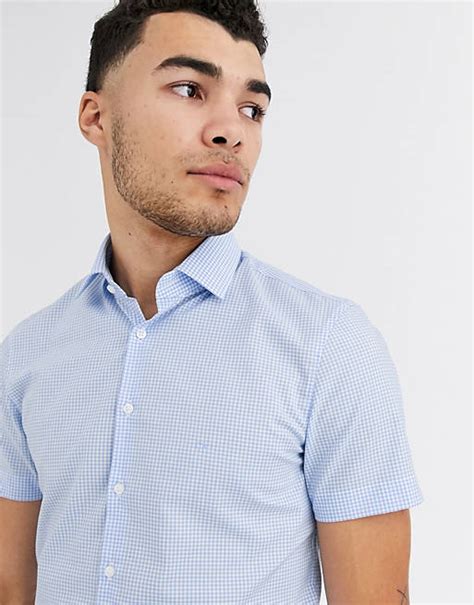 Calvin Klein Check Easy Iron Slim Short Sleeve Shirt Asos