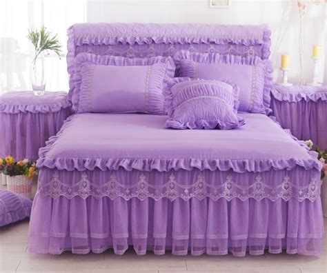 Korean Princess Lace Embroidered Bed Skirt Polyester Three Poeces Bedding Set Buy Lace Bed