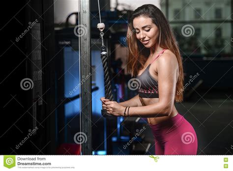 Beautiful Fitness Woman Trains In The Gym Stock Image Image Of Female