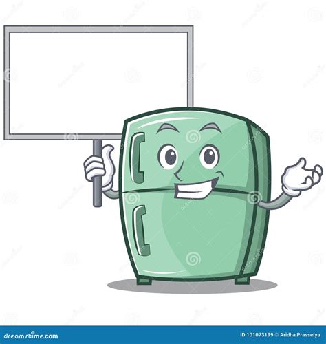 Bring Board Cute Refrigerator Character Cartoon Stock Vector