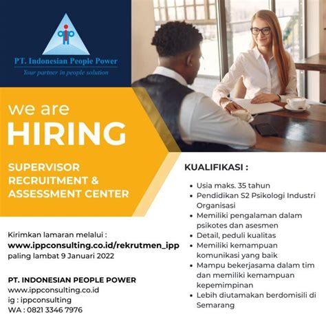 Lowongan Kerja Supervisor Recruitment And Assesment Center Di Pt