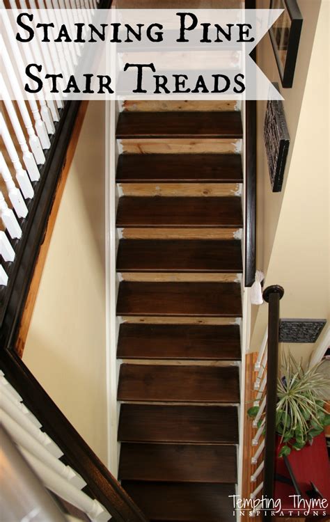 Ready to refinish those tired old stairs? Staining Pine Stair Treads | tempting thyme
