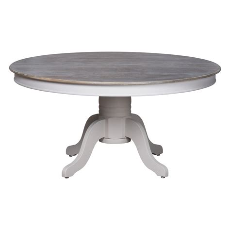 Wood Top And White Round Dining Table