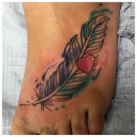 Feather Foot Tattoo Watercolor Tattoo Foot Tattoos Are