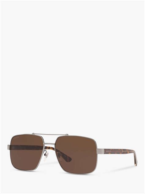 gucci gc001245 men s aviator sunglasses silver brown at john lewis and partners