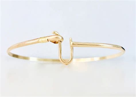 Solid Gold Mm Caribbean Hook K Gold X Mm Thin Bangle Etsy