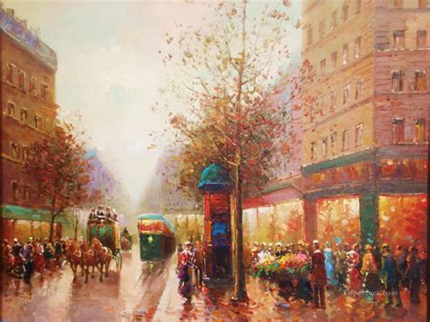 Paris Street Scene Ii Painting In Oil For Sale