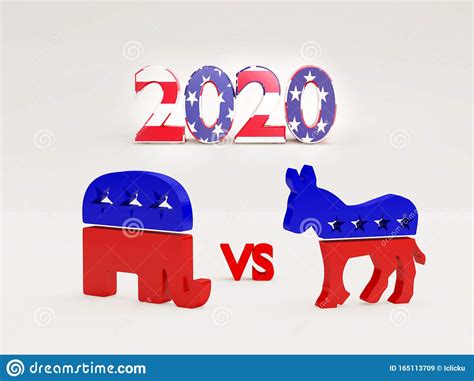 Republican And Democratic Party Symbols With 2020 Year