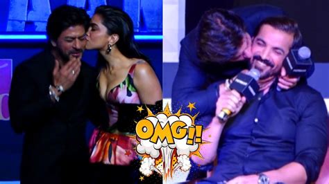 deepika padukone kisses shah rukh khan srk s reaction makes fans go crazy shah rukh khan