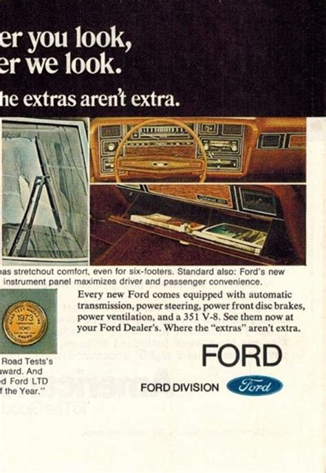 Ford Galaxie 500 1973 Ford Ltd Retro Ads Vintage Car Ads Automobilia