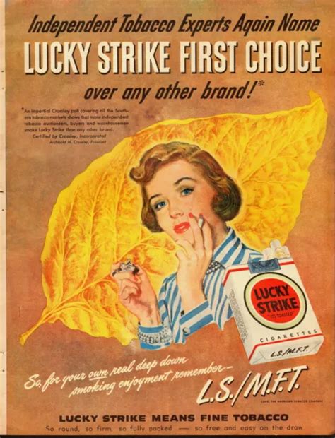 1948 Vintage Ad For Lucky Strike Cigarettes`art`lady In Blue Pin