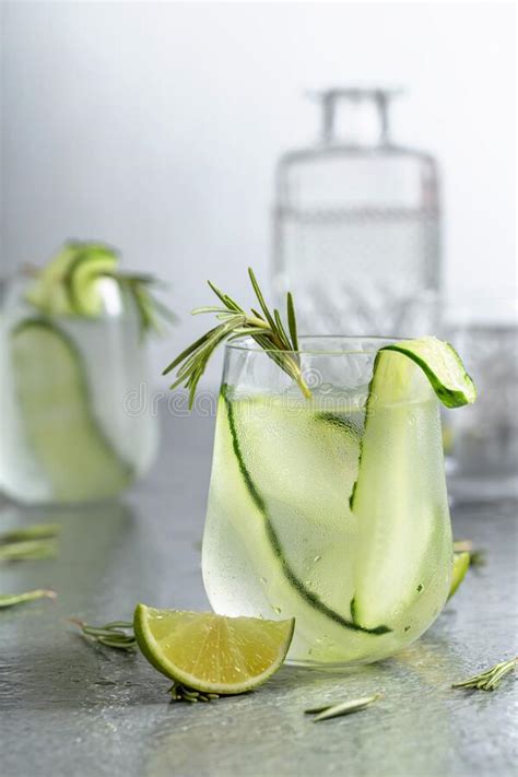 Detox Drink Or Green Iced Refreshing Lemonade With Rosemary Cucumber