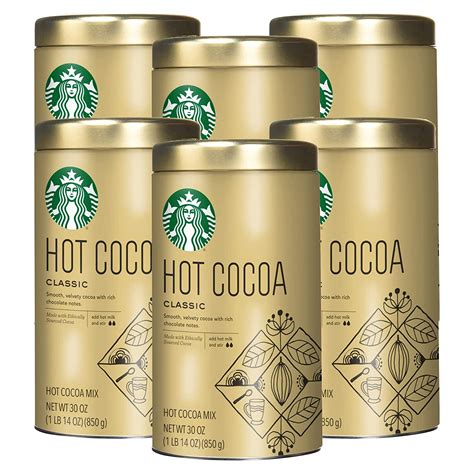 Starbucks Classic Hot Cocoa Mix 30 Ounce Tin Pack Of 6