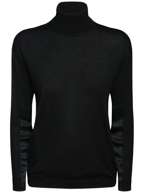Tom Ford Cashmere Sweater W Satin Inserts In Black Modesens