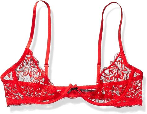 Dreamgirl Womens Plus Size Scalloped Lace Open Cup Underwire Bra Red 44 Clothing