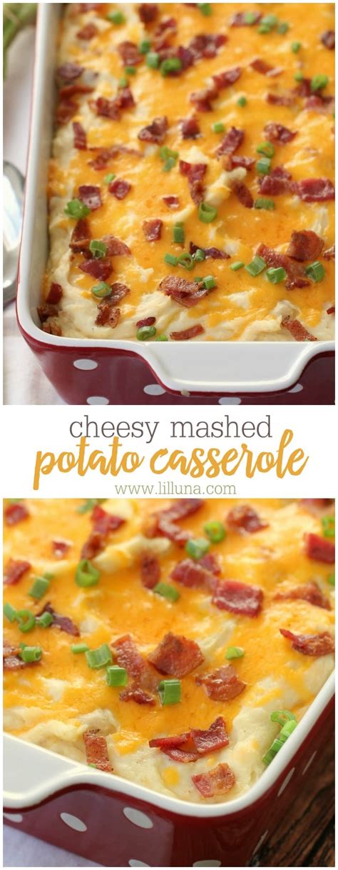 Sounds pretty yummy, doesn't it? Cheesy Mashed Potato Casserole | Lil' Luna