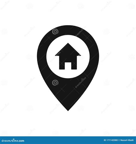 Vector Illstration Of Pin House Icon Flat Design Isolated Stock